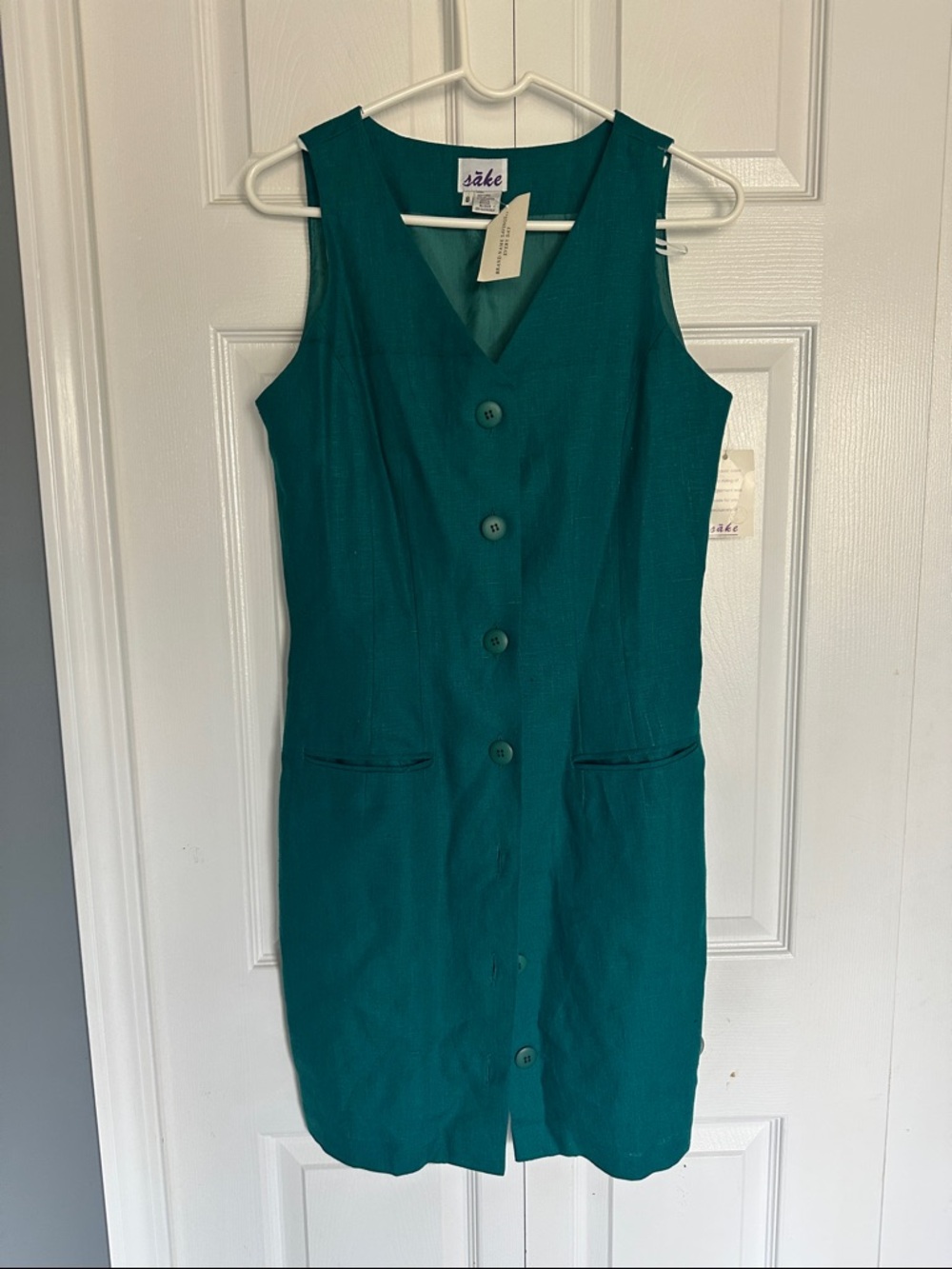 Emerald green linen dress